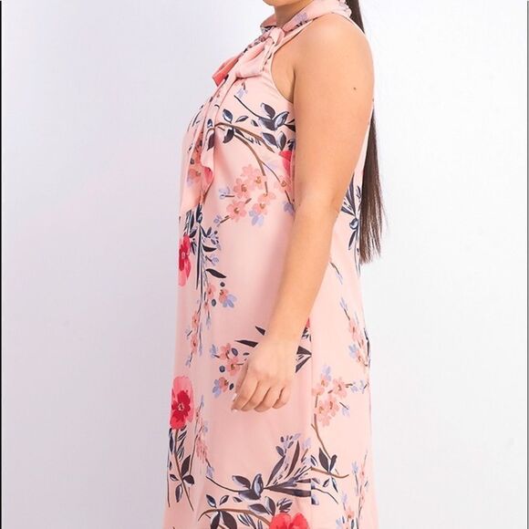 NWT VINCE CAMUTO Peach Floral Sleeveless A-line Dress. SZ 16 - Picture 2 of 15